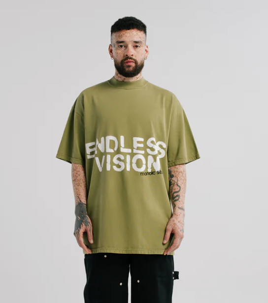 Monoic Endless Vision - Verde Oliva Desgastado T-shirt