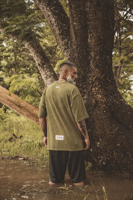 SON OF SON OT-032 CREW NECK OVERSIZE T-SHIRT ACID WASH GREEN