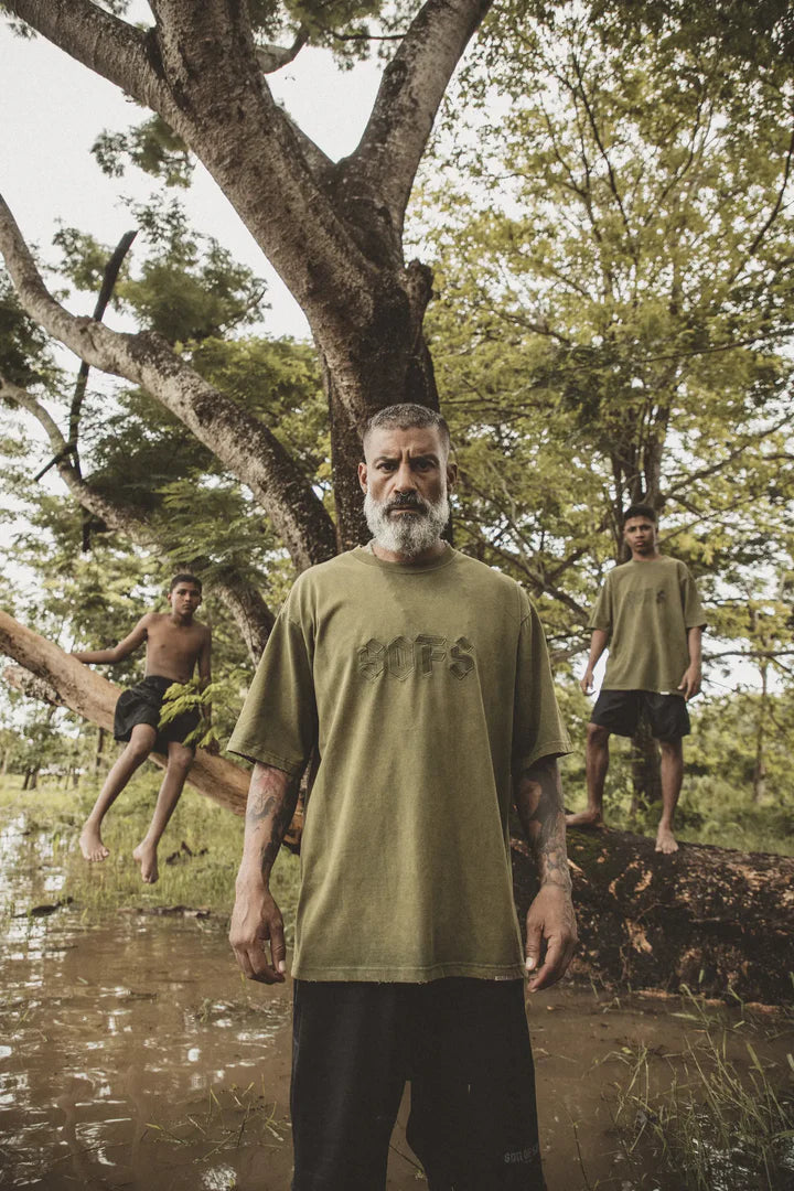SON OF SON OT-032 CREW NECK OVERSIZE T-SHIRT ACID WASH GREEN