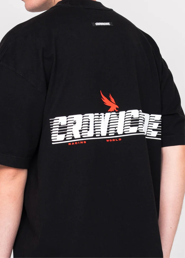 Crowncode camiseta racing world team - negra