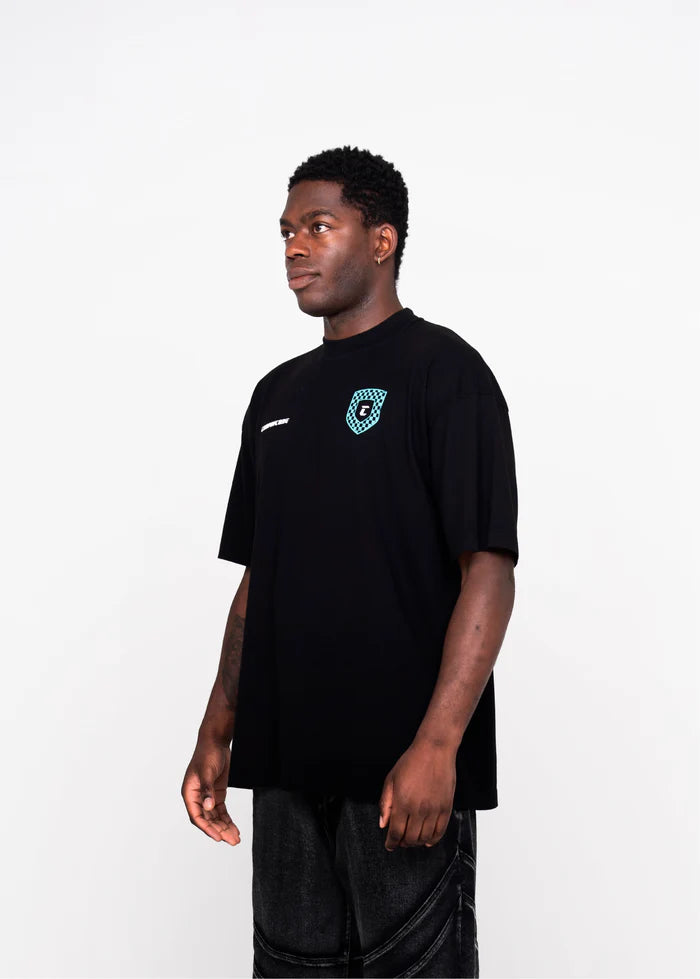 Crowncode camiseta racing logo badge - negra