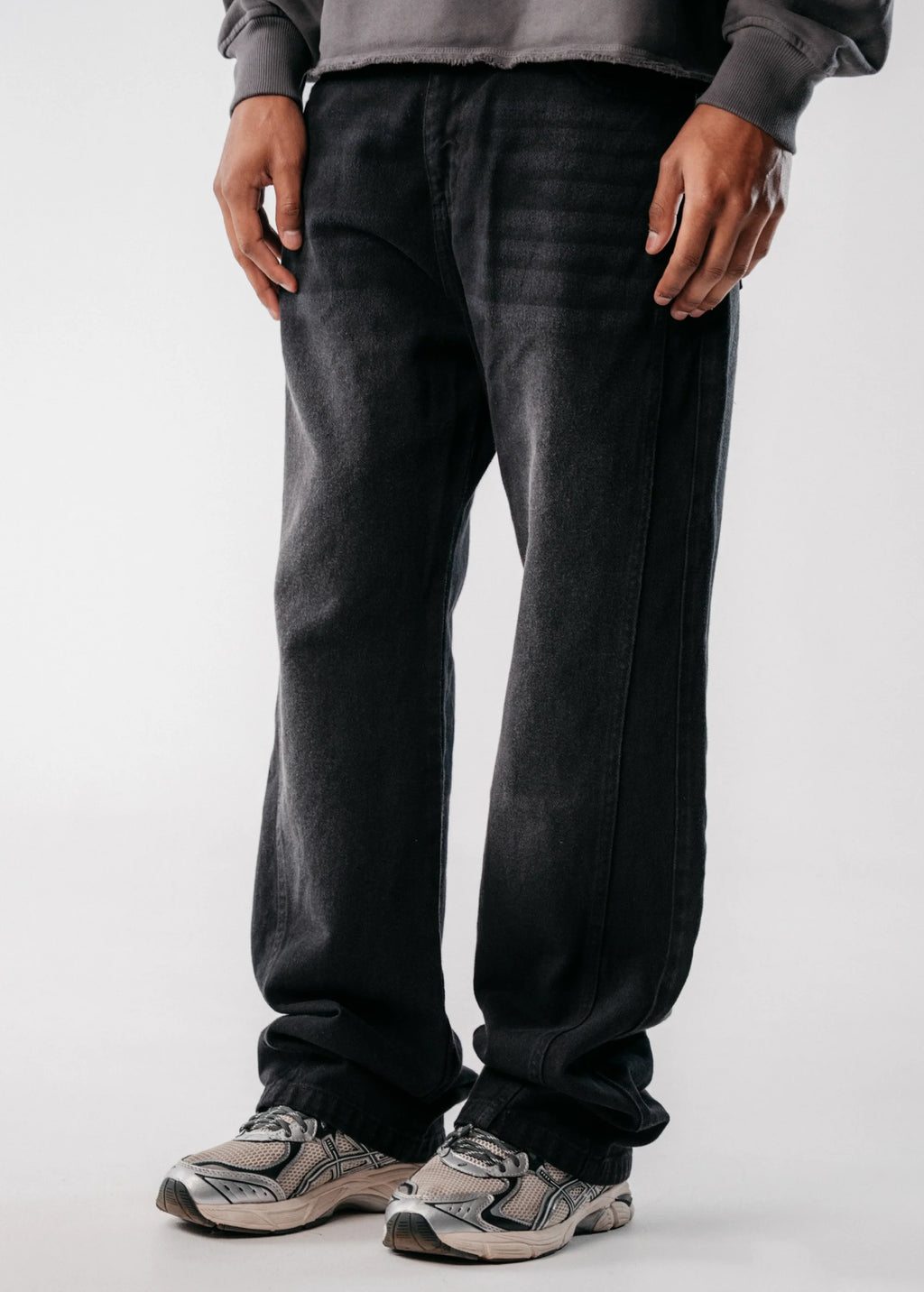 Crowncode side line jean - negro desgastado