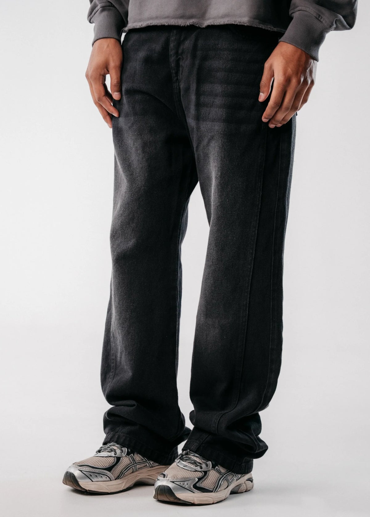 Crowncode side line jean - negro desgastado