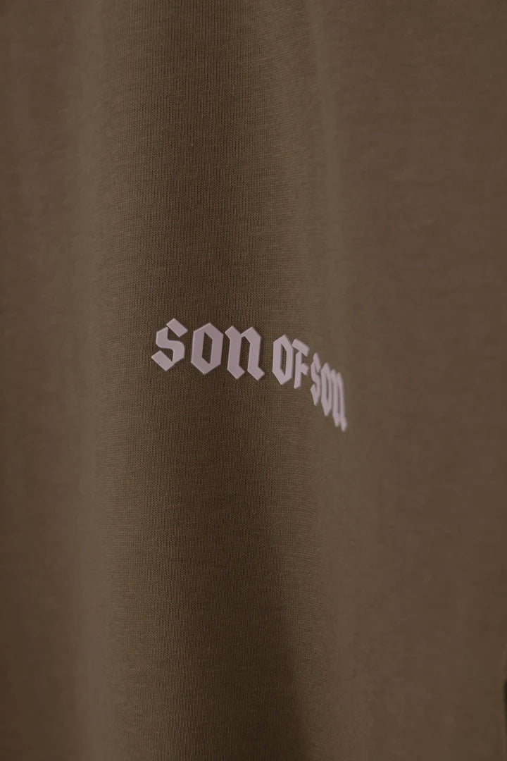 SON OF SON OT-034 CREW NECK OVERSIZE T-SHIRT BROWN