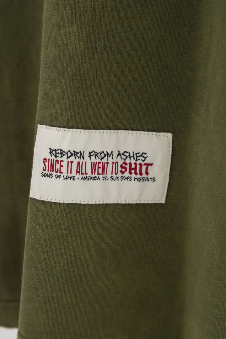 SON OF SON OT-032 CREW NECK OVERSIZE T-SHIRT ACID WASH GREEN