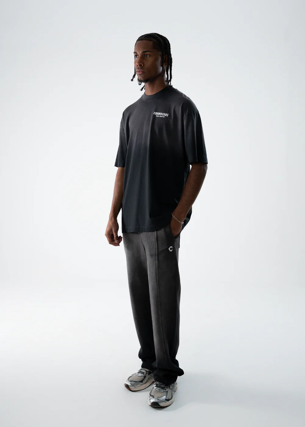 Crowncode jogger recto major league - negro degrade