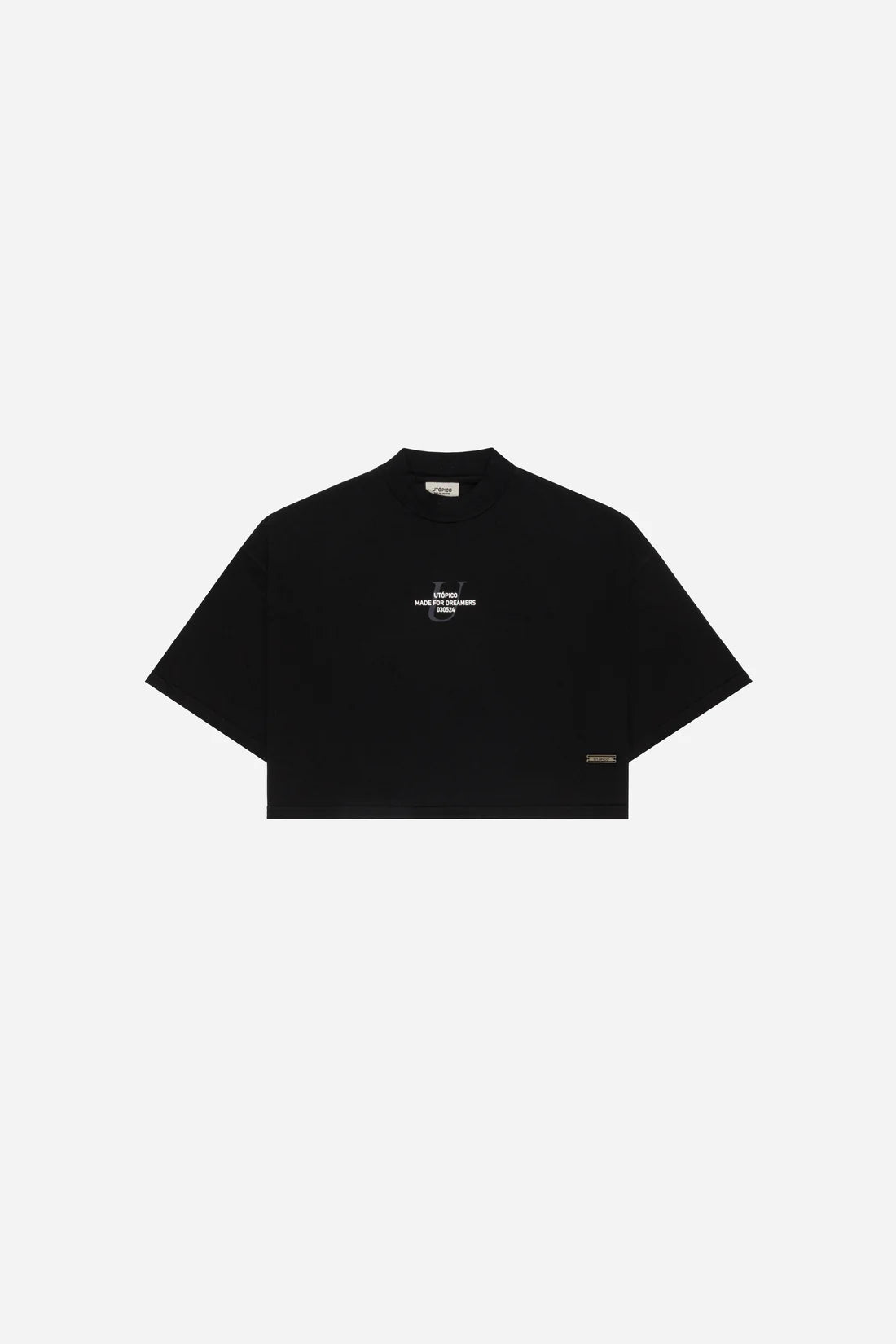 Utópico Camiseta Cropped - Negro