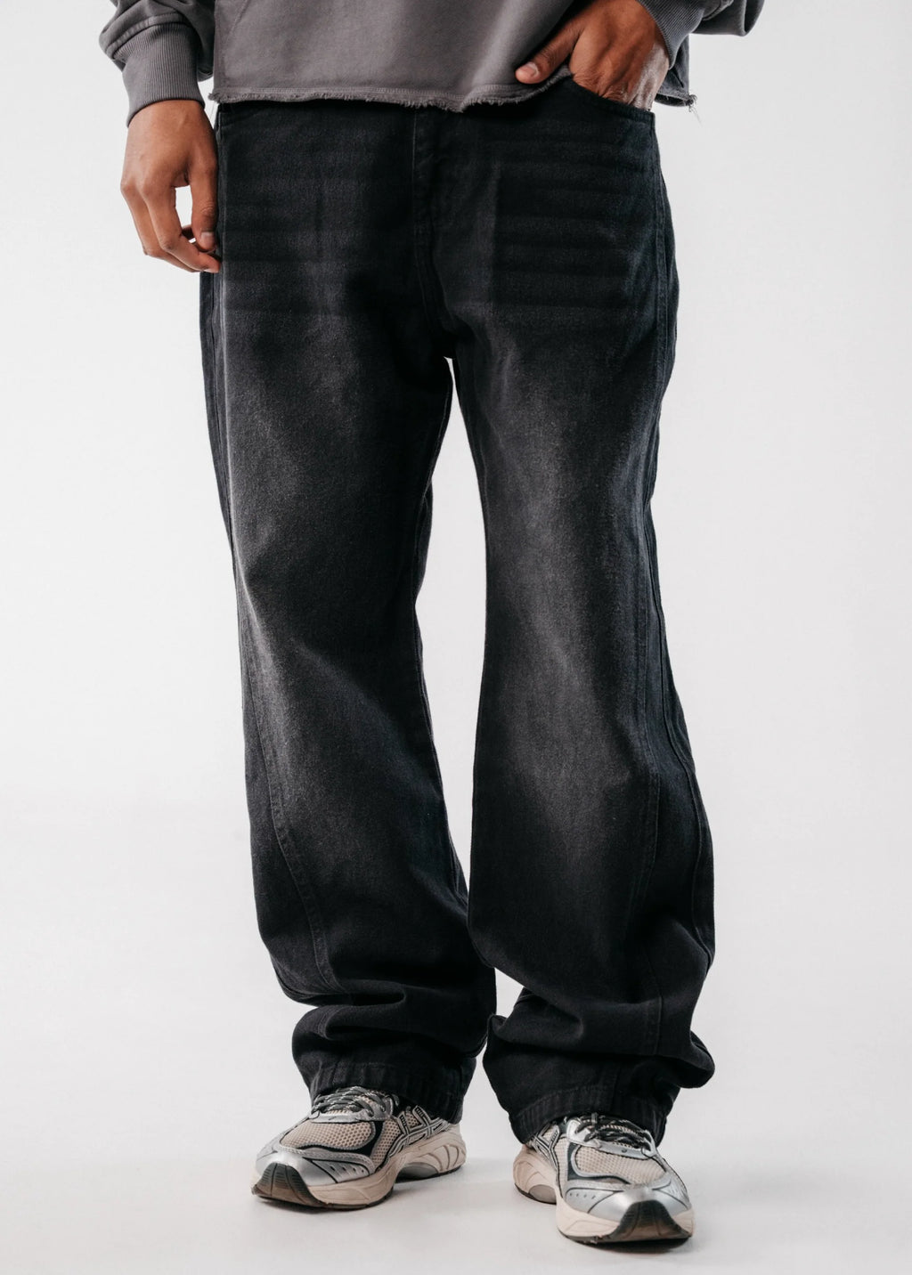 Crowncode side line jean - negro desgastado