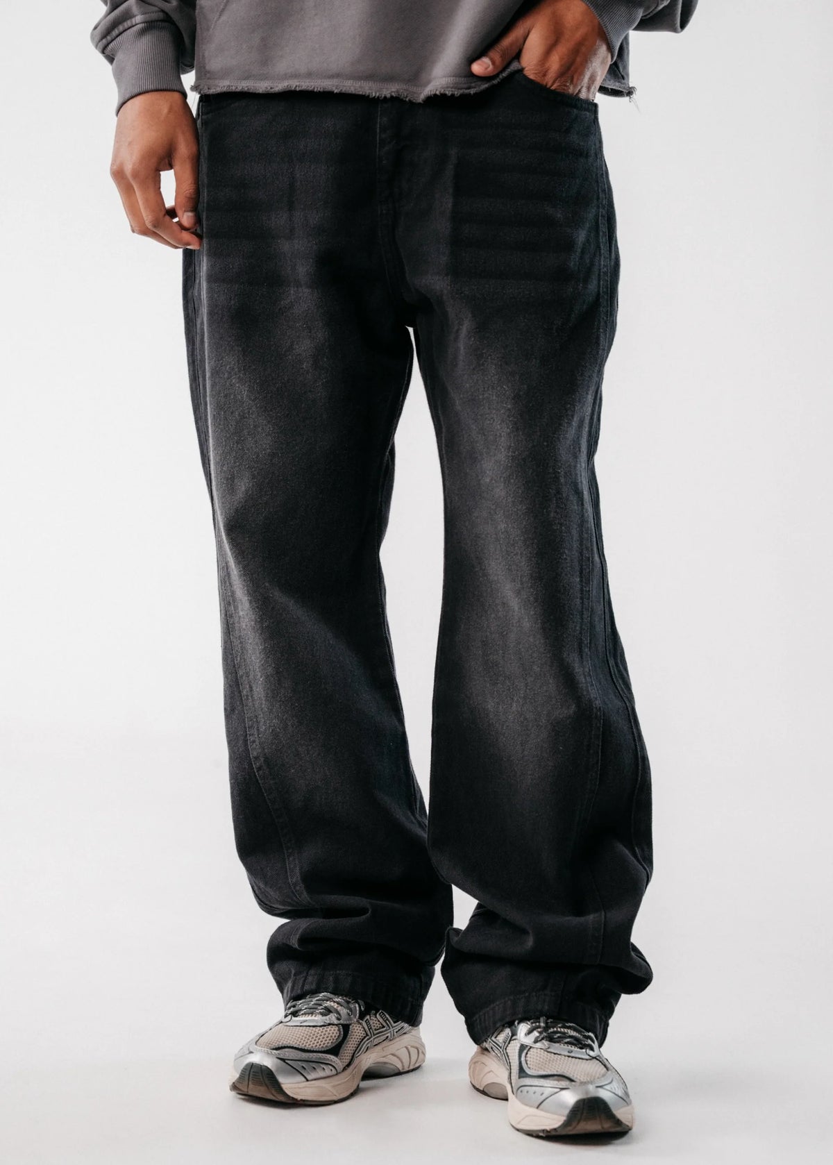 Crowncode side line jean - negro desgastado