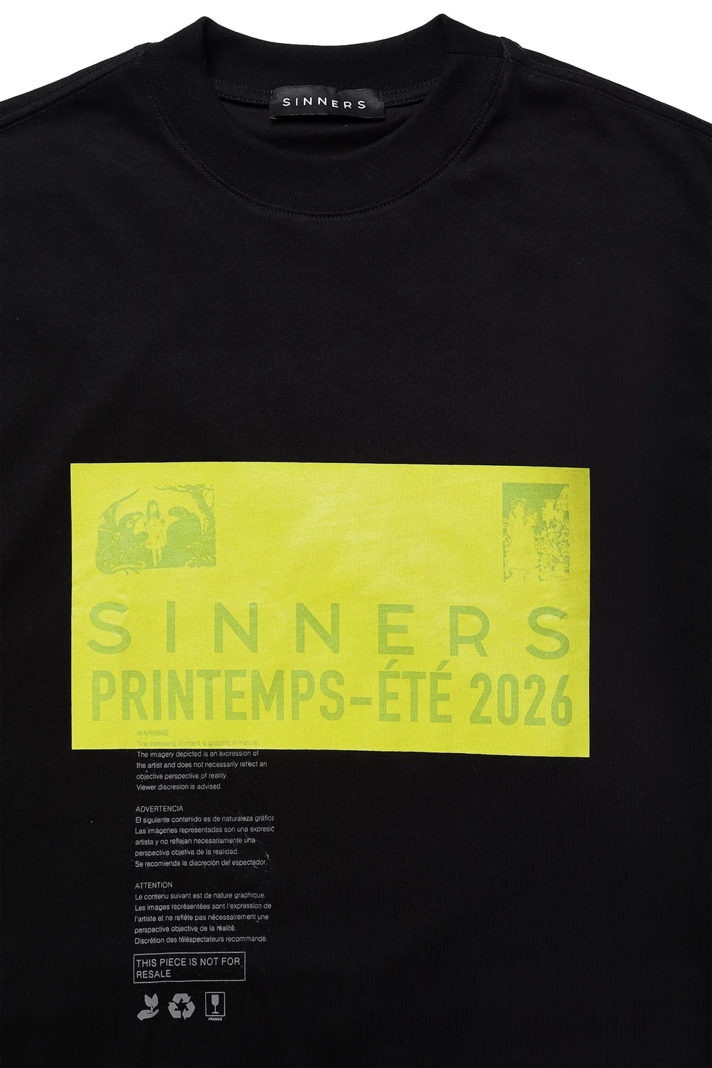 Sinners pre-caucion black t-shirt