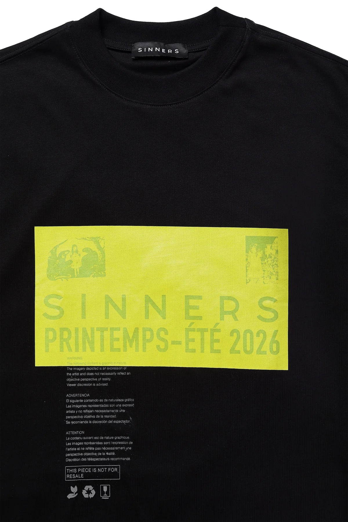 Sinners pre-caucion black t-shirt
