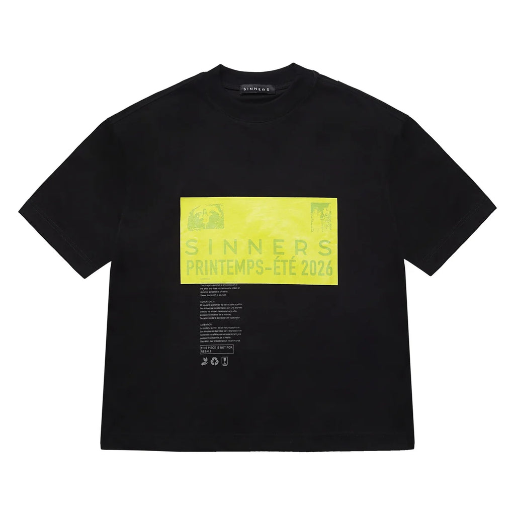 Sinners pre-caucion black t-shirt