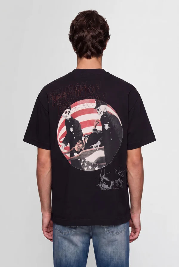 Sinners pre-caucion black t-shirt