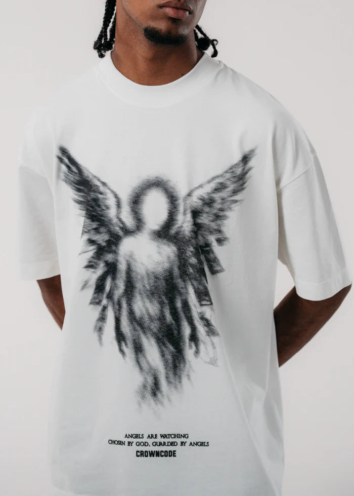 Crowncode camiseta faded angel - off white